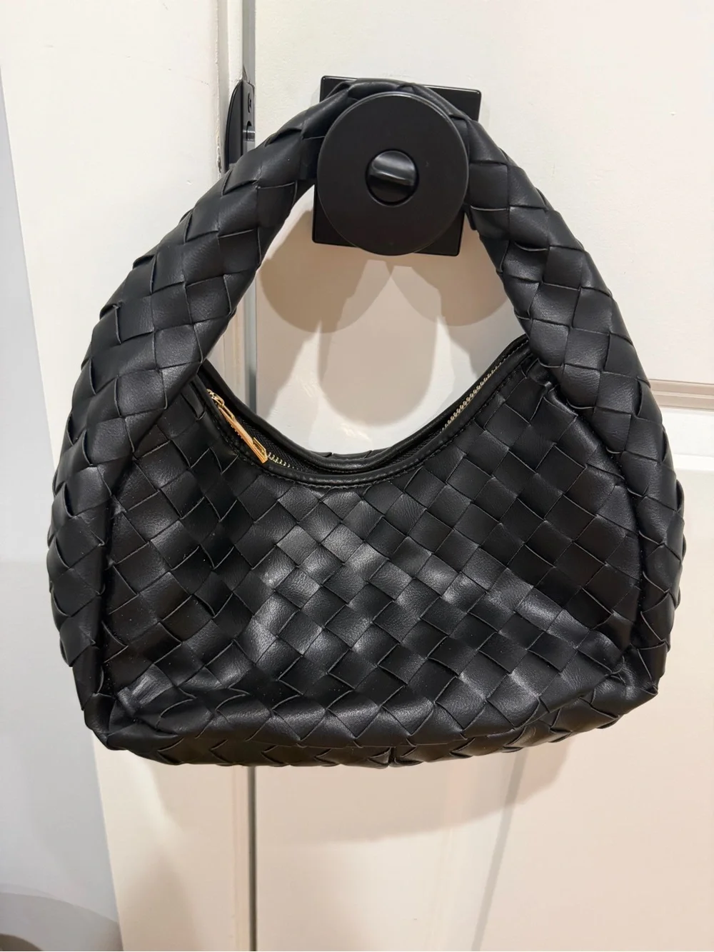Anthropologie Black Woven Hobo with Braided Handle